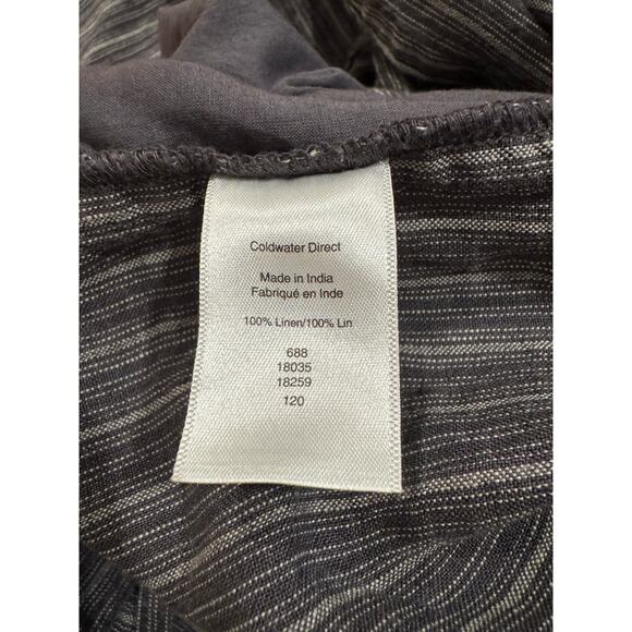 Coldwater Creek Gray Striped 100% Linen Drawstring Cropped Pant Plus Size 20W - Picture 6 of 7